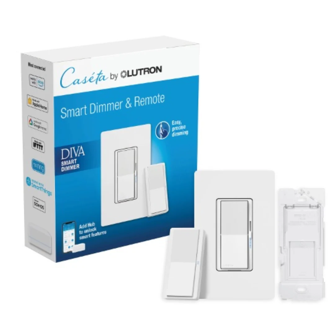 Lutron Diva Smart Dimmer Switch 3-Way Kit with Pico Paddle Remote and Wire Label Stickers | DVRF-PKG1D-WH | White