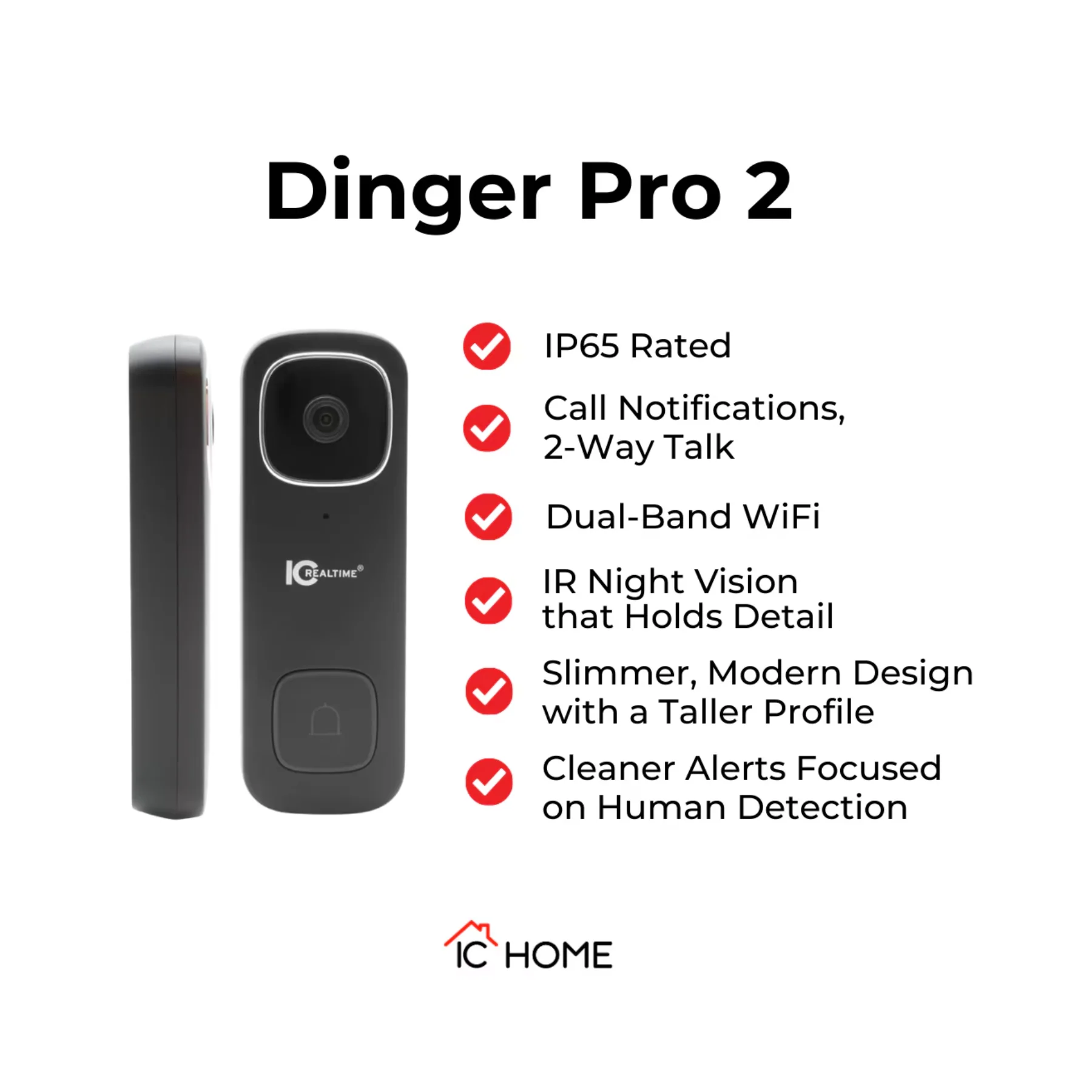 IC Realtime Dinger Pro 2 - 5MP Smart Dual Band Wi-Fi Video Doorbell - Clearance / Open Box - Image 6