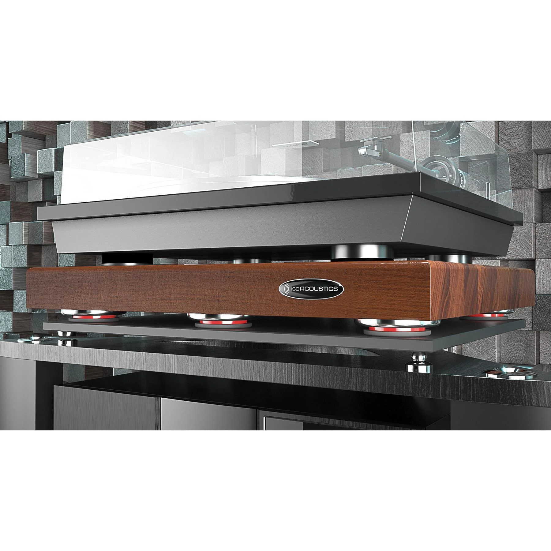 IsoAcoustics DELOS Series Turntable Isolation Platform - Walnut - Image 2