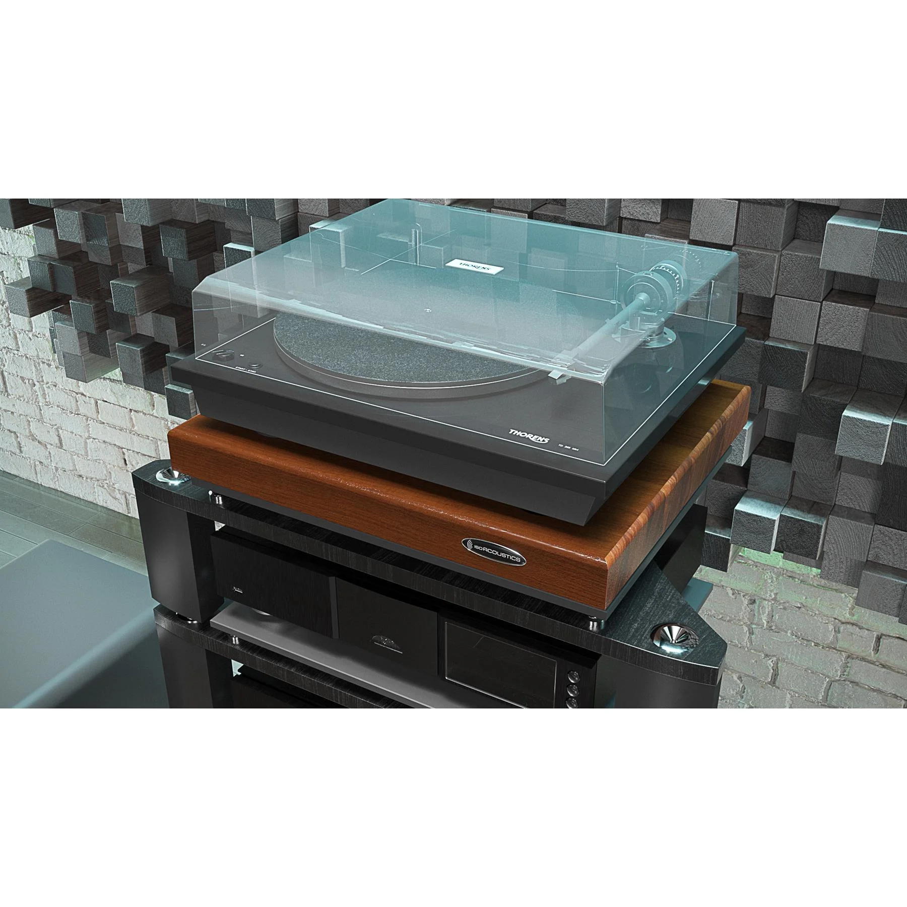 IsoAcoustics DELOS Series Turntable Isolation Platform - Walnut - Image 7