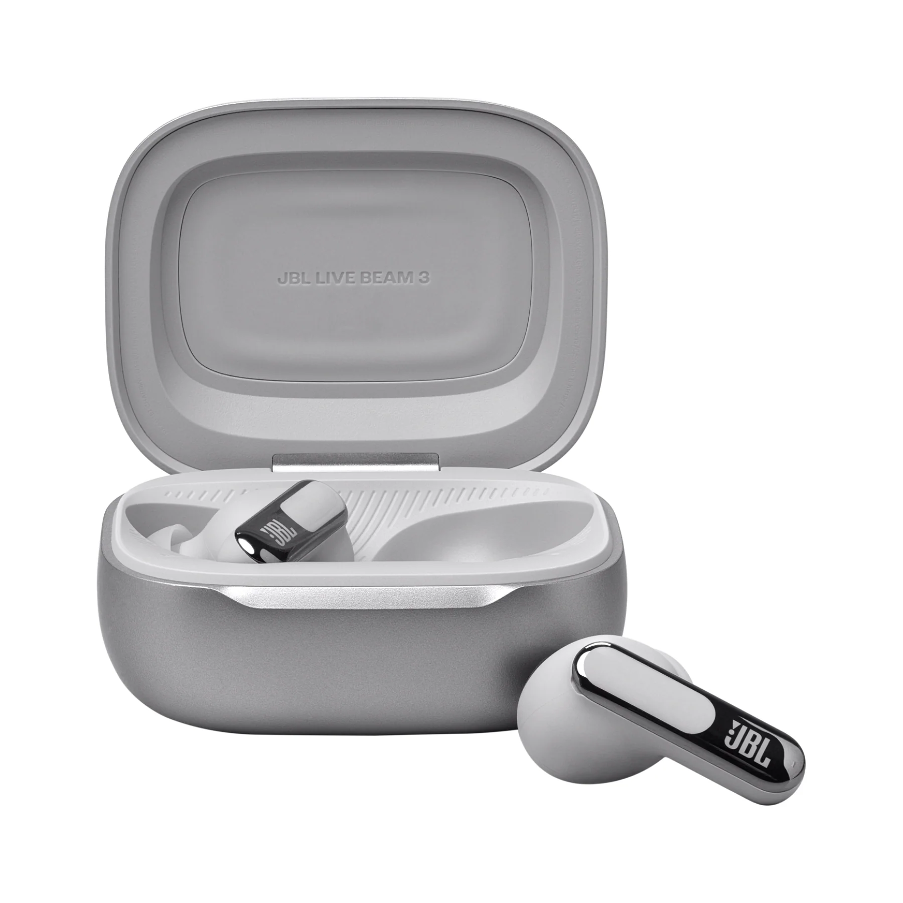 JBL Live Beam 3 True Wireless Noise-Cancelling Earbuds with Smart Charging Case (Silver) - Clearance / Open Box - Image 4