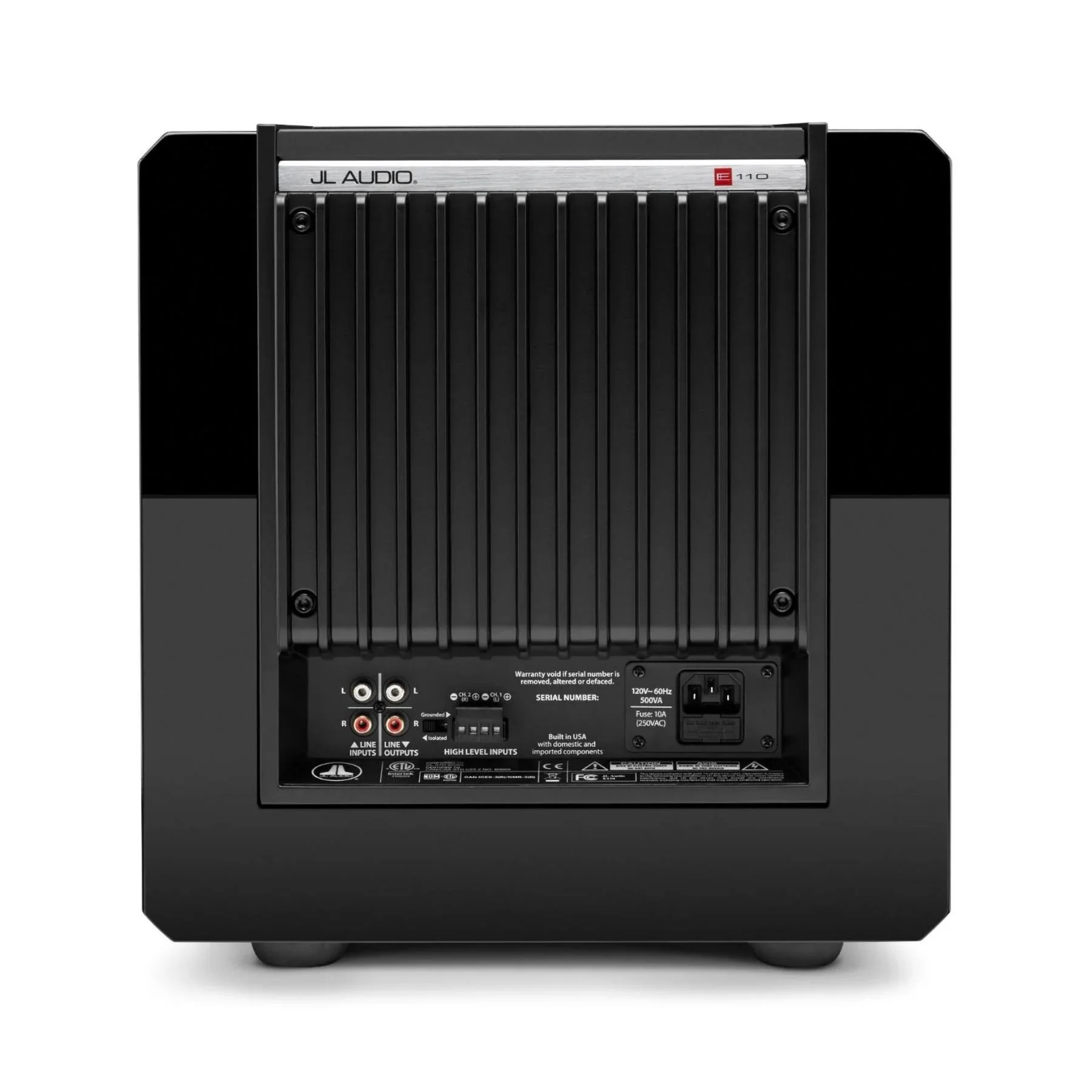 JL Audio E-Sub e110-GLOSS Gloss Black 10-inch Powered Subwoofer - Image 7