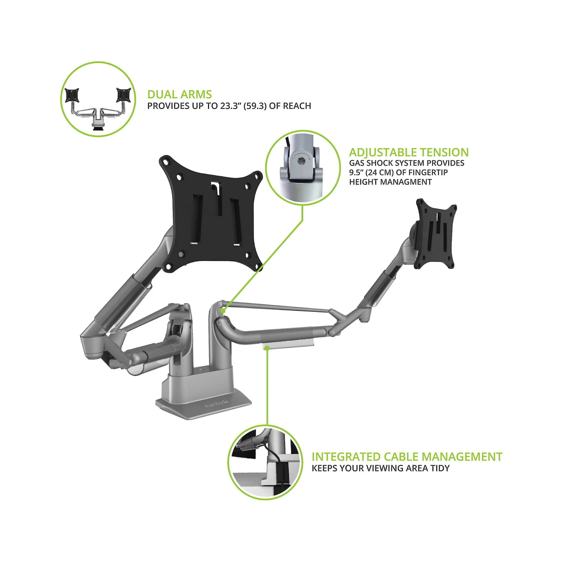 Kanto DMS2000 Dual Arm Desktop Monitor Mount - Clearance / Open Box - Image 9
