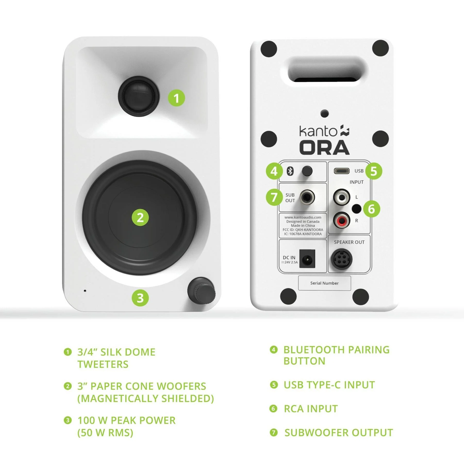 Kanto ORA Reference Desktop Speakers - Matte White - Image 4
