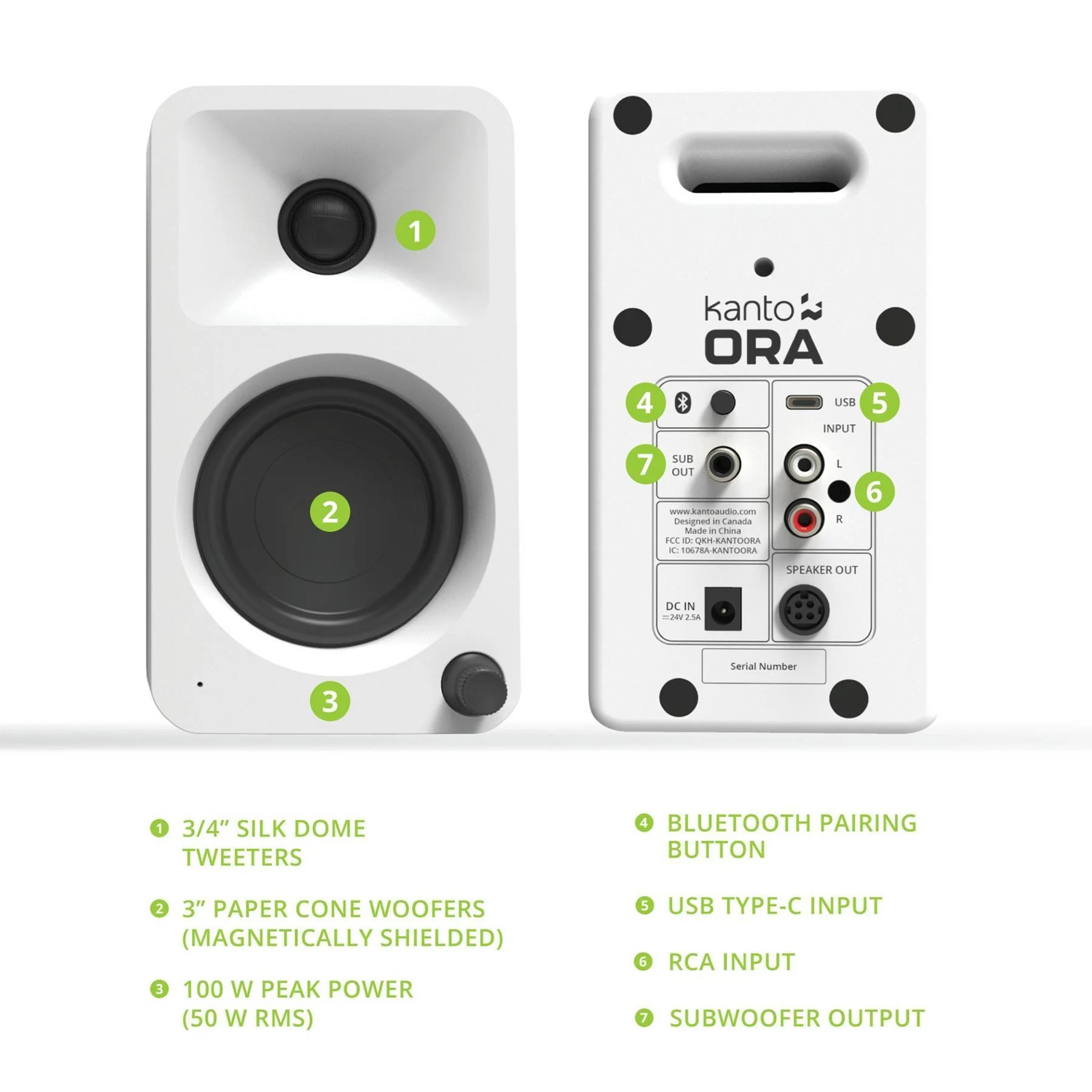 Kanto ORA Reference Desktop Speakers (Matte White) - Clearance / Open Box - Image 4