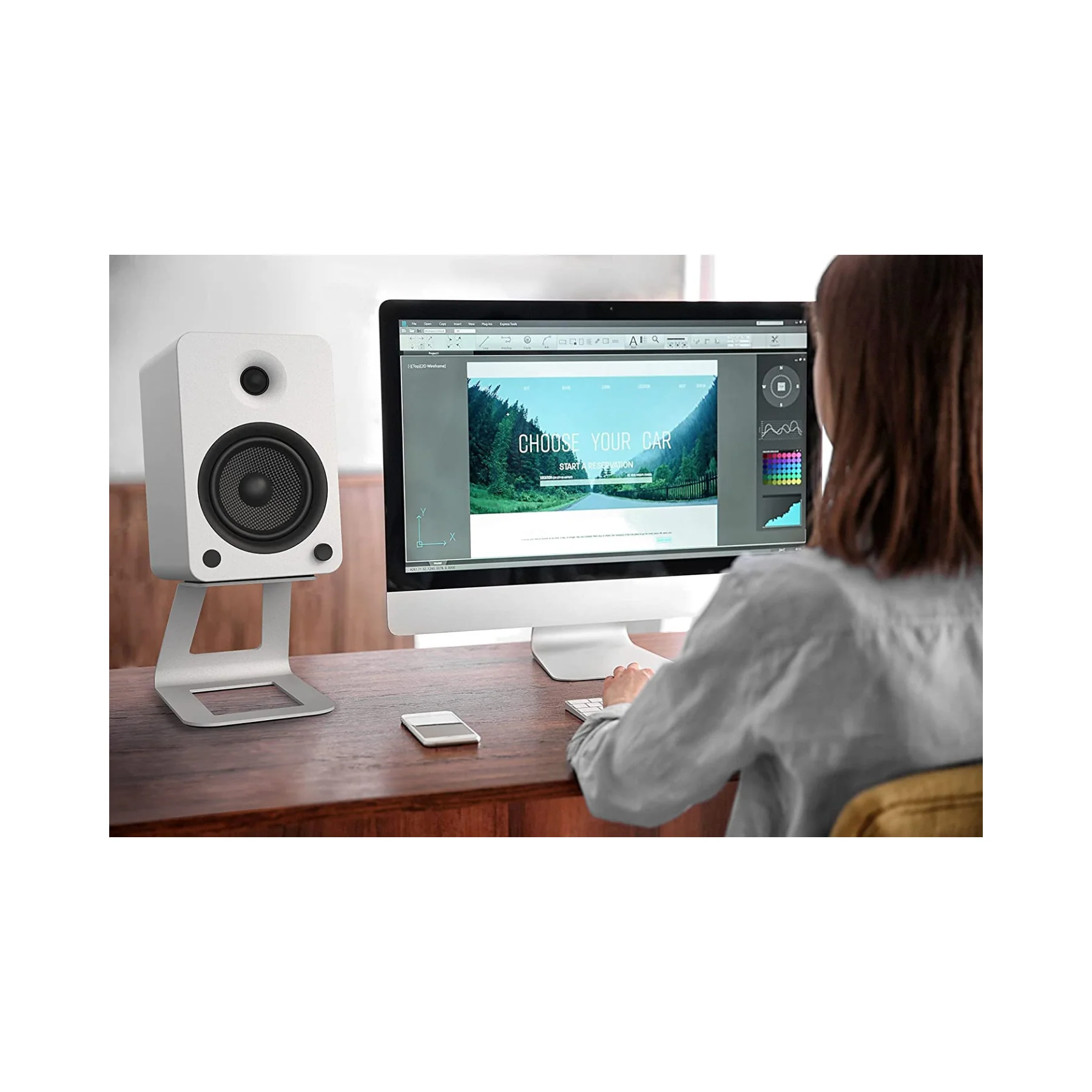 Kanto SE6 Elevated Desktop Speaker Stands for Large Speakers - Universal Compatibility - Supports up to 22 lb - Clearance / Open Box - Image 5