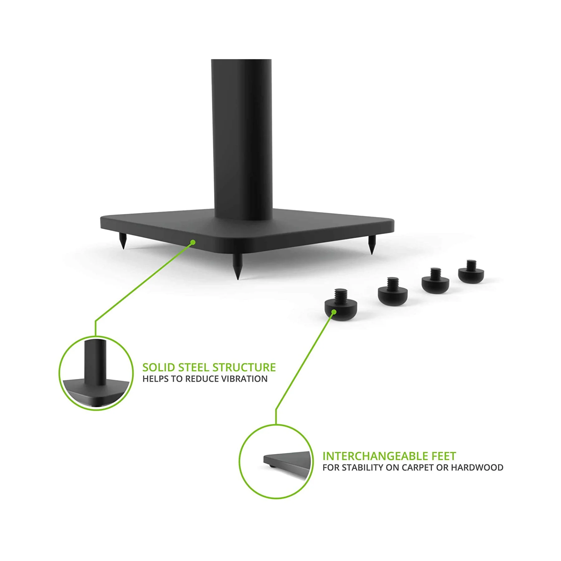 Kanto SP26PL - 26" Bookshelf Speaker Floor Stands (Black) - Clearance / Open Box - Image 4