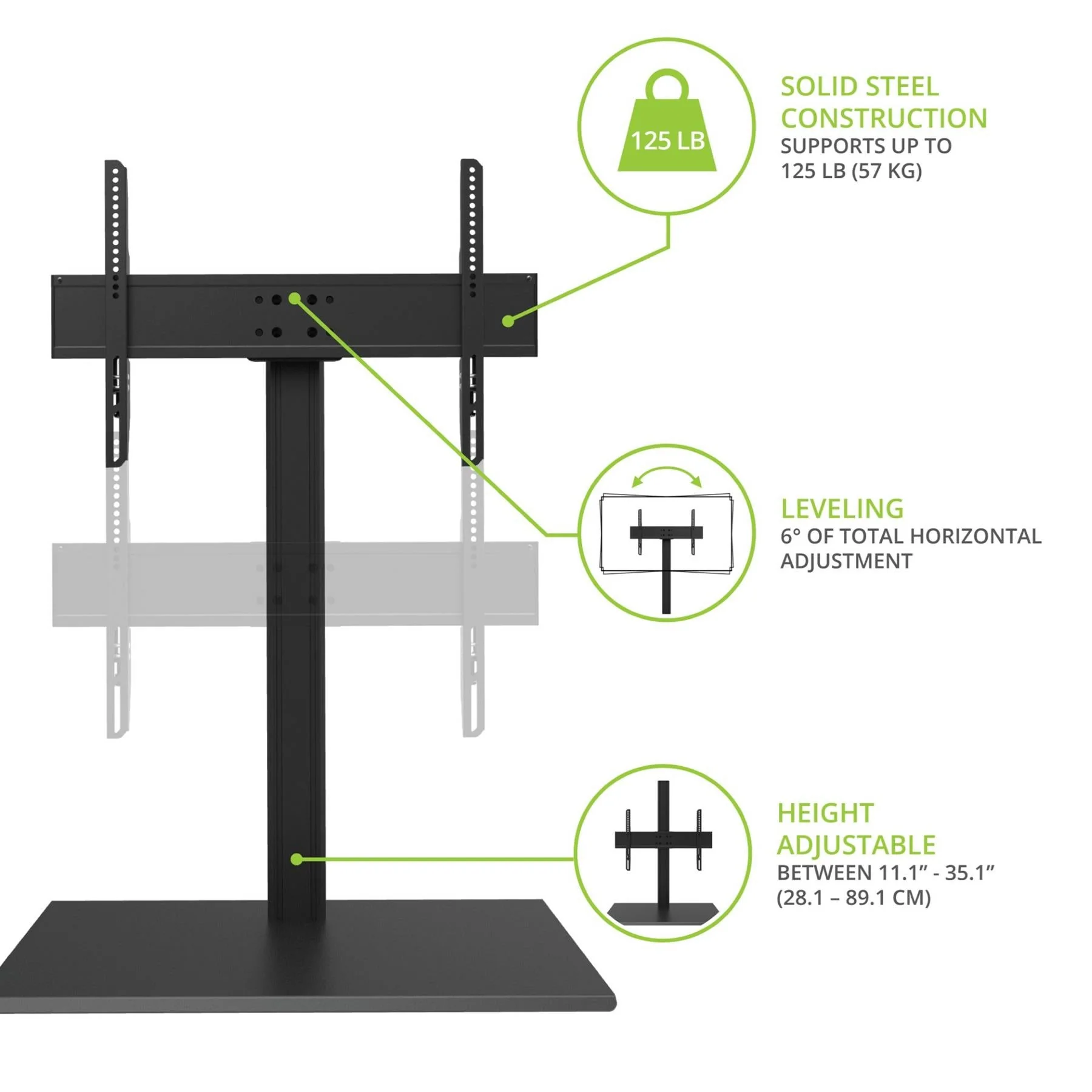 Kanto TTS140 Height Adjustable Tabletop TV Stand - Image 6