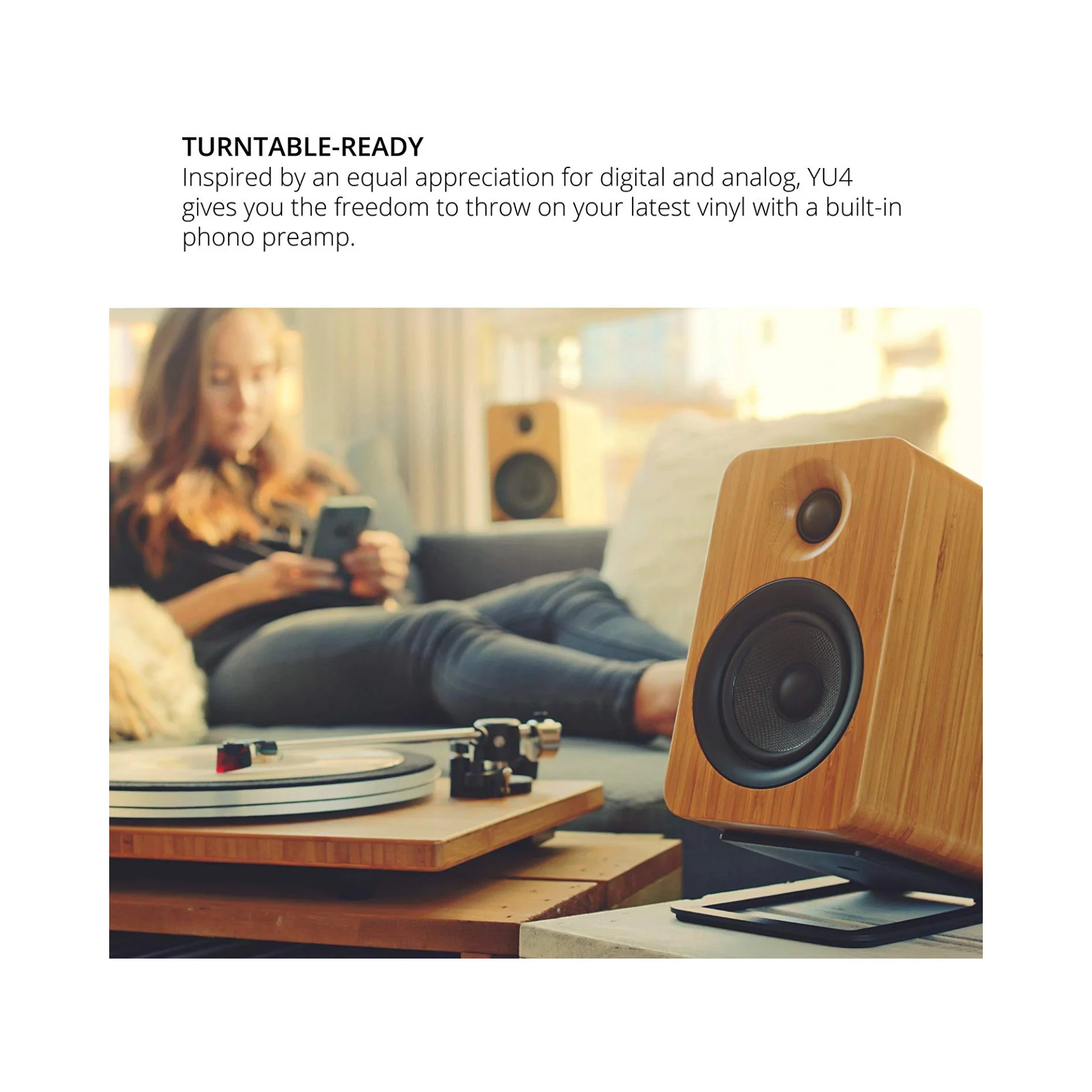 Kanto YU4 Powered Desktop speakers with Bluetooth and Phono Preamp - Clearance / Open Box - Image 4