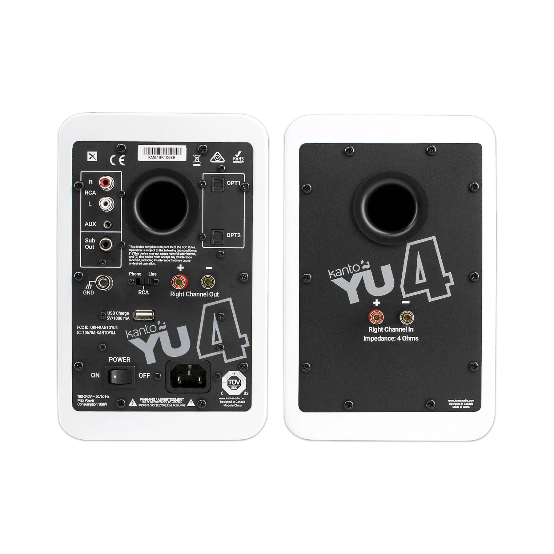 Kanto YU4 Powered Desktop speakers with Bluetooth and Phono Preamp - Clearance / Open Box - Image 6