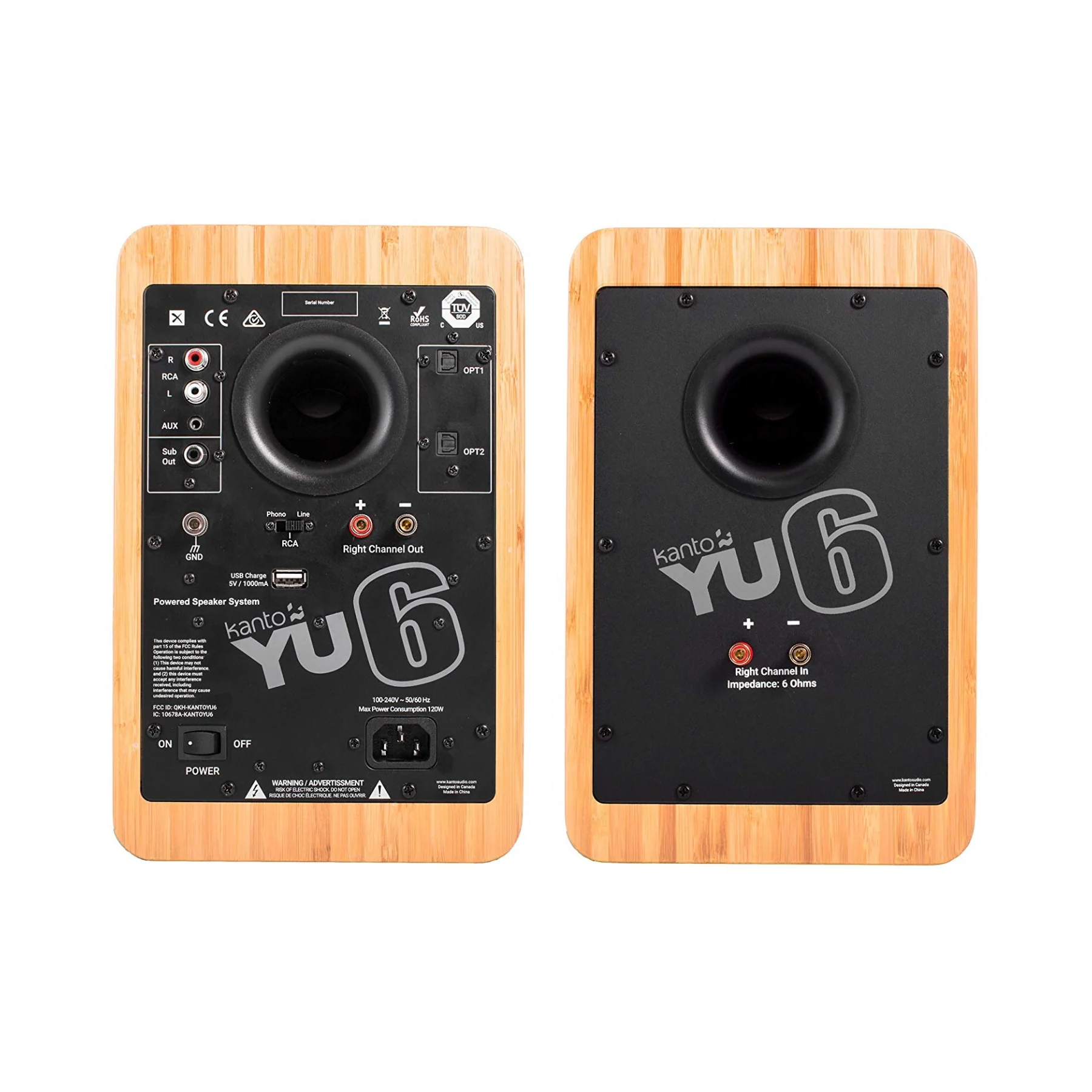 Kanto YU6 Powered Desktop Speakers with Bluetooth and Phono Preamp for Vinyl - Clearance / Open Box - Image 5