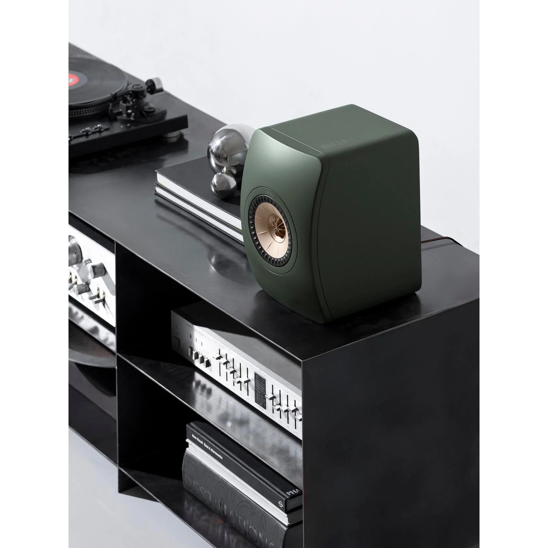KEF LS50 Meta Bookshelf Speakers - Moss Green Pair - Image 3