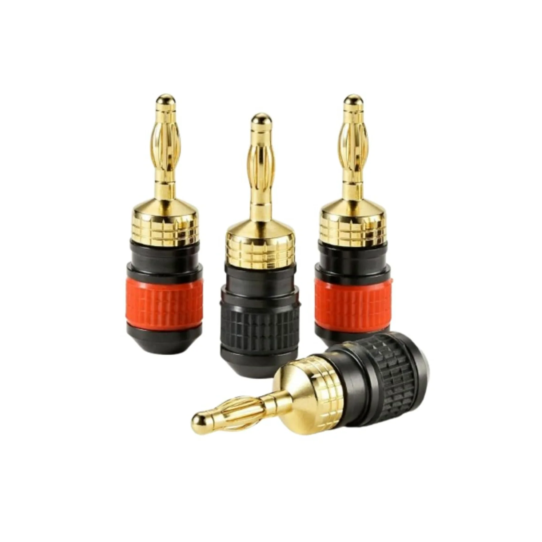 ListenUp Banana Speaker Plug Pair - 2 Black, 2 Red. Screw Top