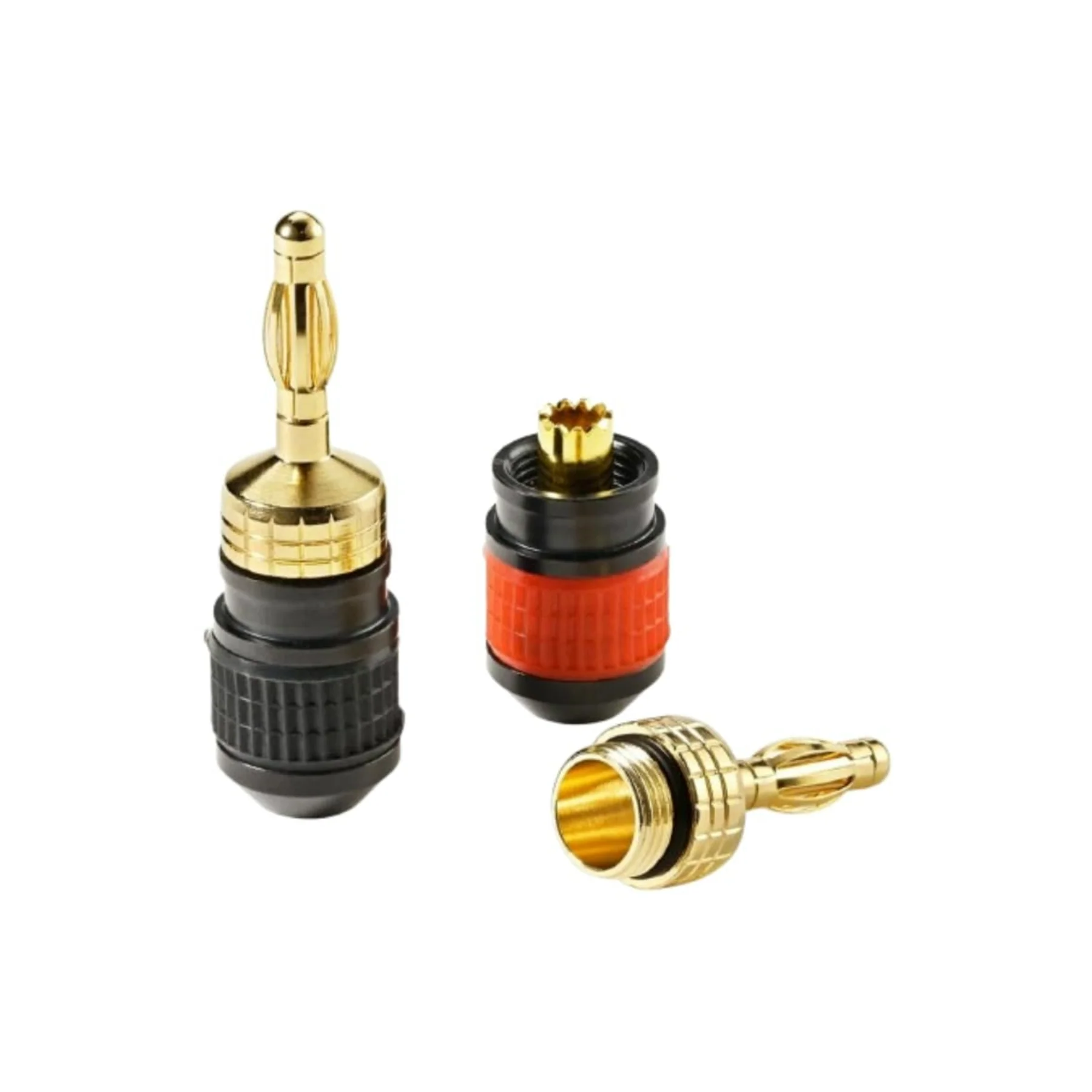 ListenUp Banana Speaker Plug Pair - 2 Black, 2 Red. Screw Top - Image 2
