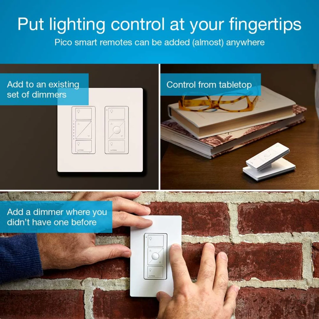 Lutron Caseta Smart Lighting Dimmer Switch and Remote Kit | P-PKG1W-WH | White - Clearance / Open Box - Image 4