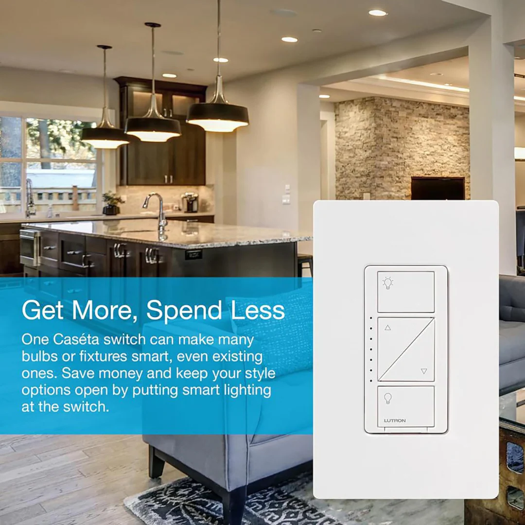 Lutron Caseta Smart Lighting Dimmer Switch and Remote Kit | P-PKG1W-WH | White - Clearance / Open Box - Image 8