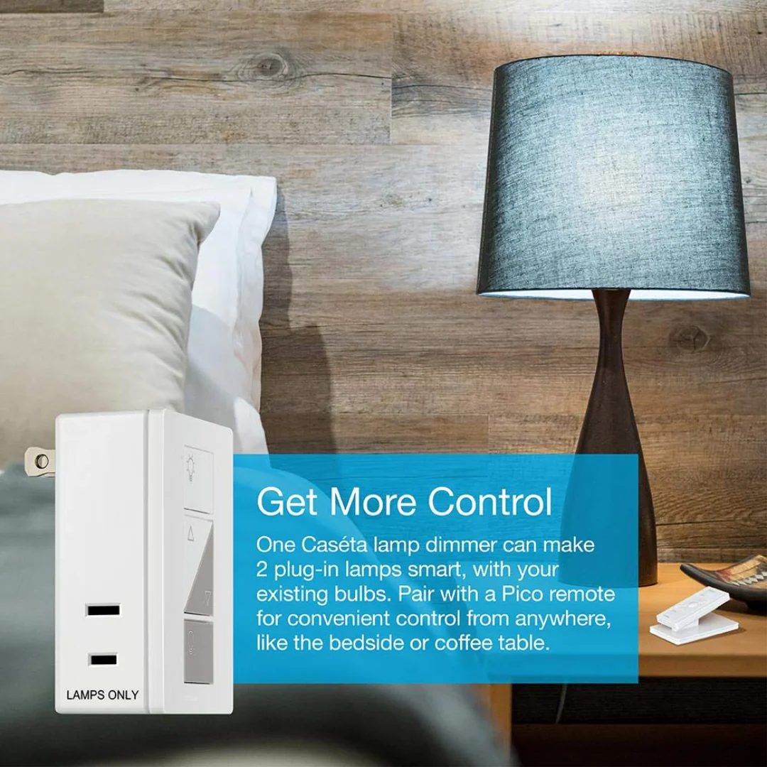 Lutron Caseta Smart Lighting Lamp Dimmer | PD-3PCL-WH | White - Image 3
