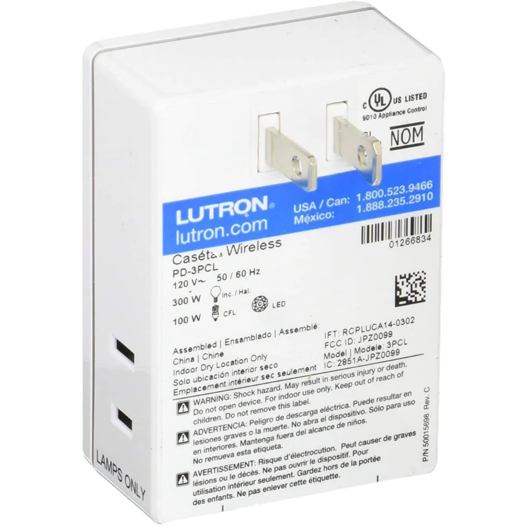 Lutron Caseta Smart Lighting Lamp Dimmer | PD-3PCL-WH | White - Image 5