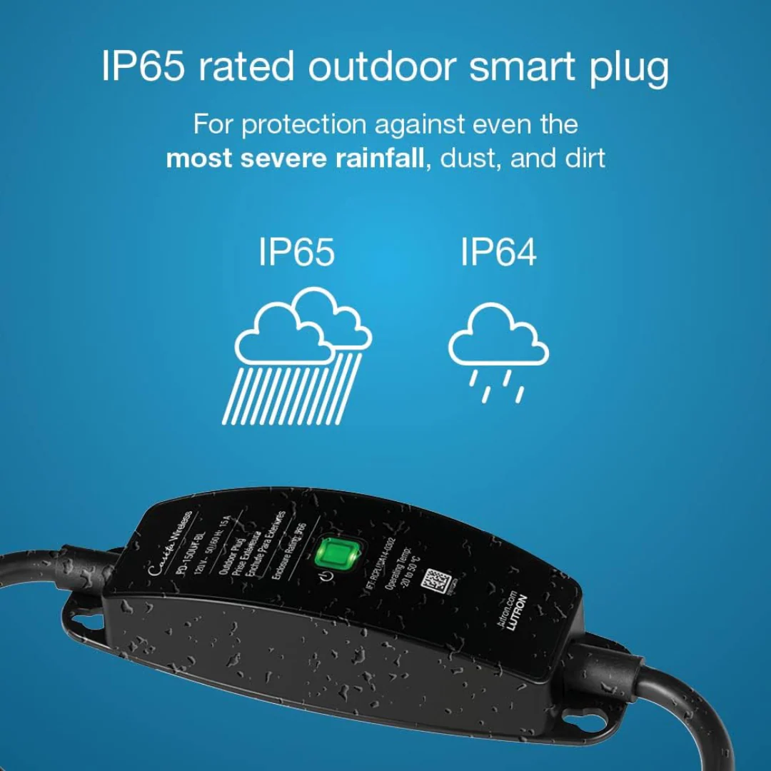 Lutron Caséta Weatherproof+ Outdoor Smart Plug On/Off Switch | for Landscape and String Lighting | PD-15OUT-BL | Black - Image 3