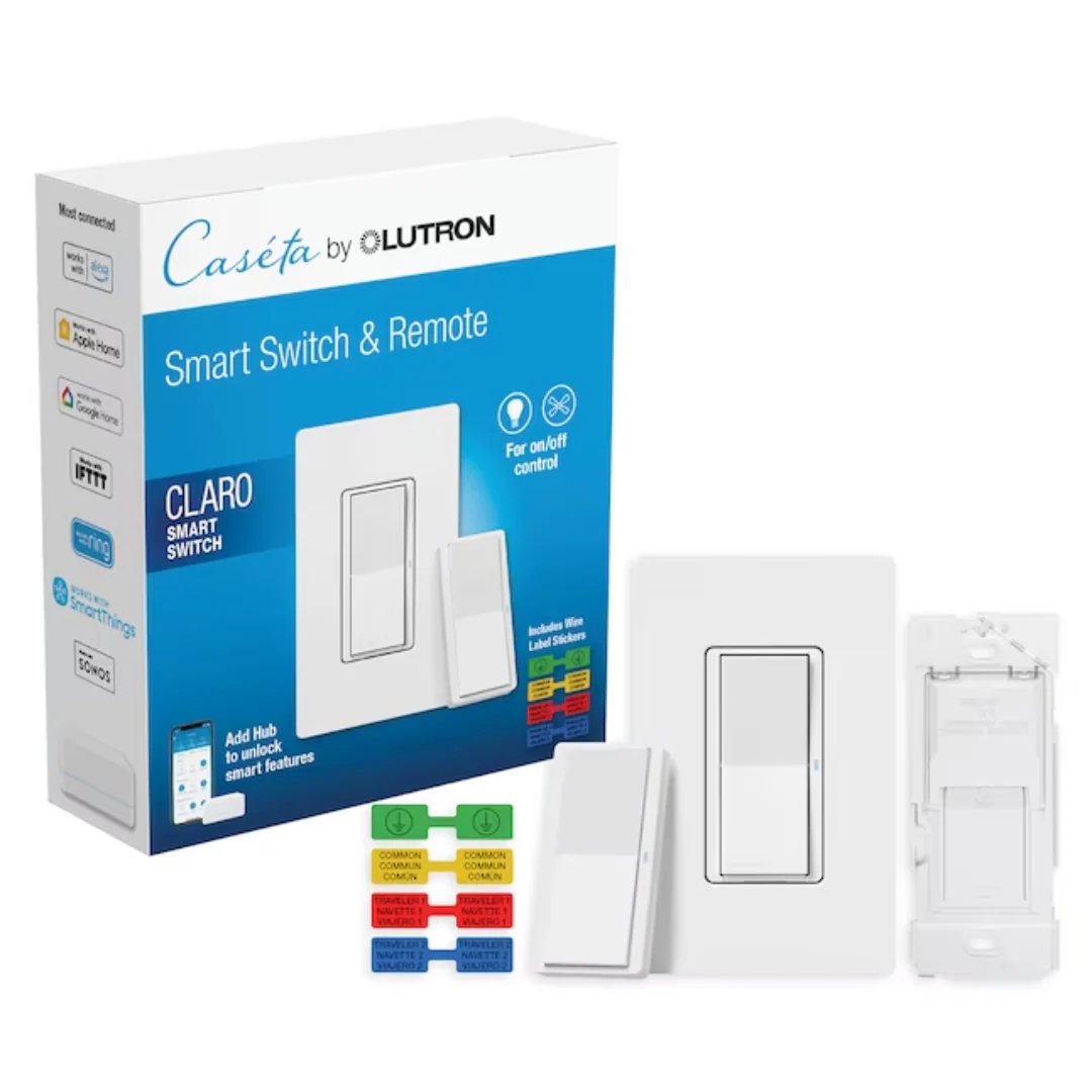 Lutron Claro Smart Switch 3-Way Kit with Pico Paddle Remote | DVRF-PKG1S-WH | White - Image 2