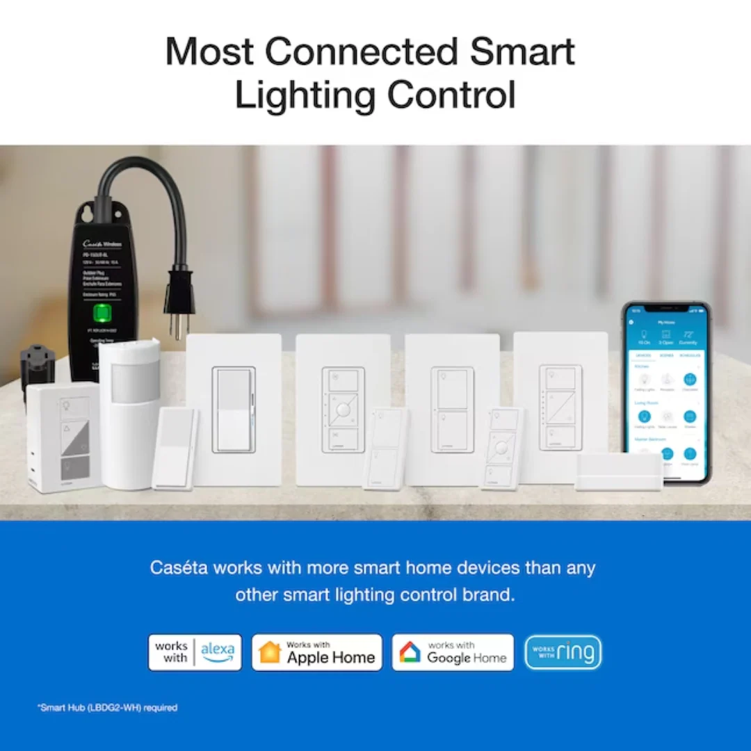 Lutron Claro Smart Switch 3-Way Kit with Pico Paddle Remote | DVRF-PKG1S-WH | White - Image 7