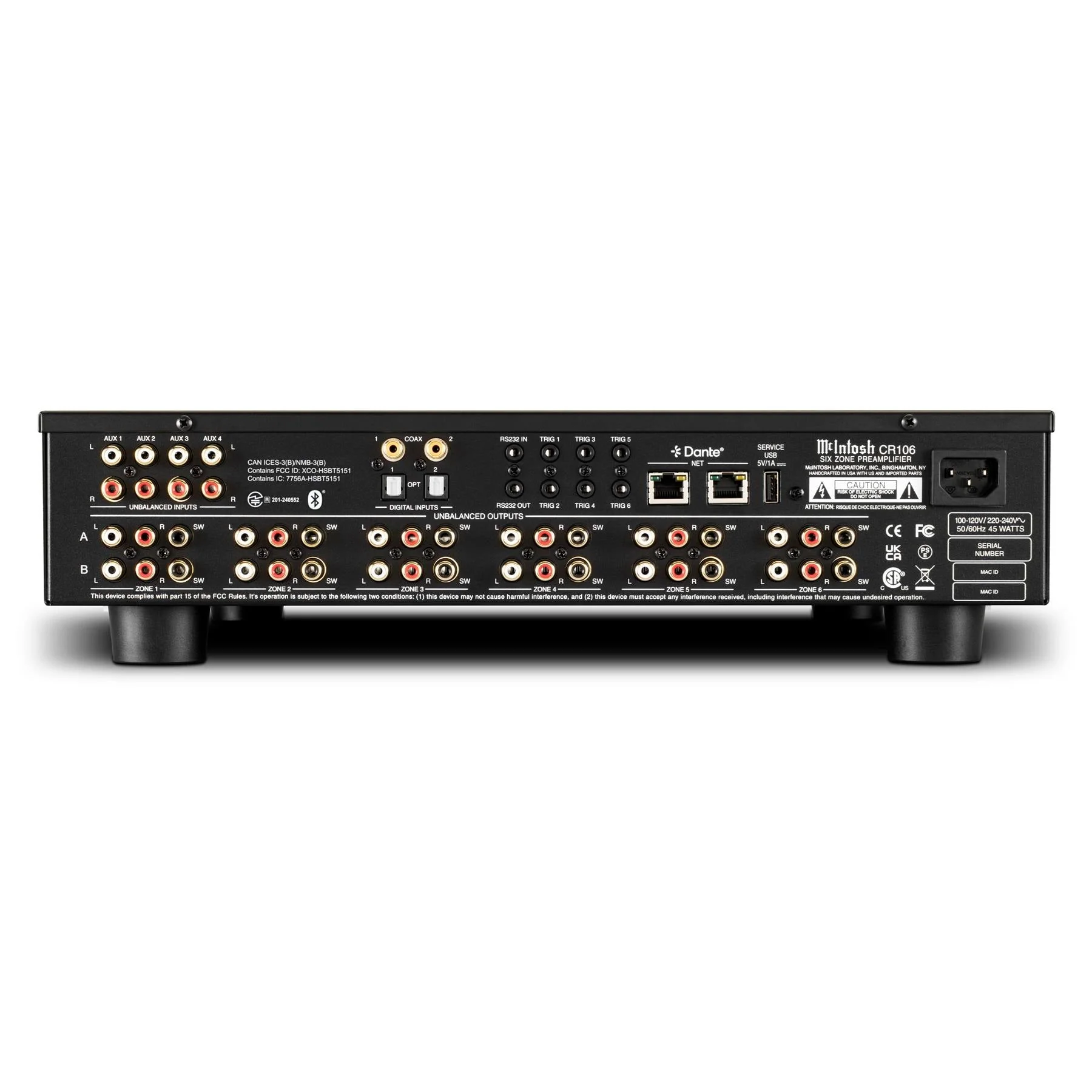 McIntosh CR106 6-Zone Preamplifier / Audio Matrix - Multi-Room Control & Flexible Connectivity - Image 4