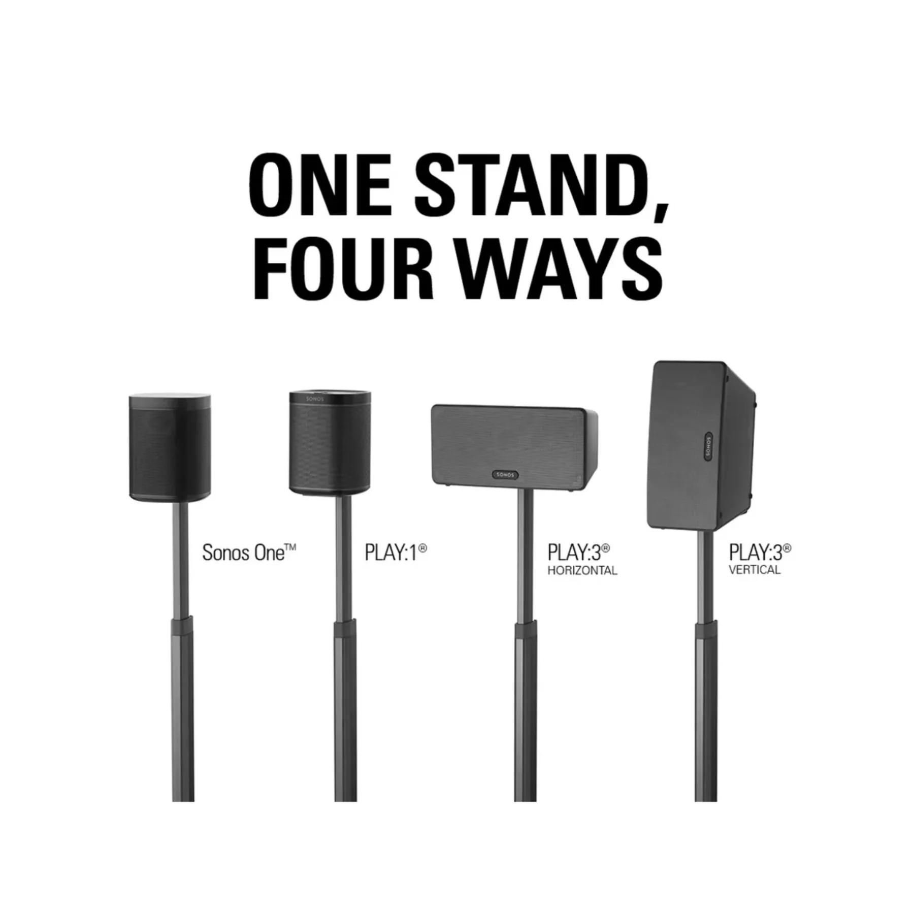 Sanus WSSA1 Adjustable Speaker Stand for Sonos One, Play1, & Play 3 - Image 2